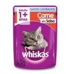 POUCH WHISKAS CASTRADO CARNE 1+ 85GR - Imagen 1